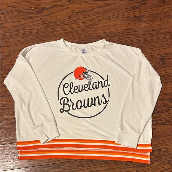 NFL Sweaters - NFL Cleveland Browns womens long sleeve White and Orange